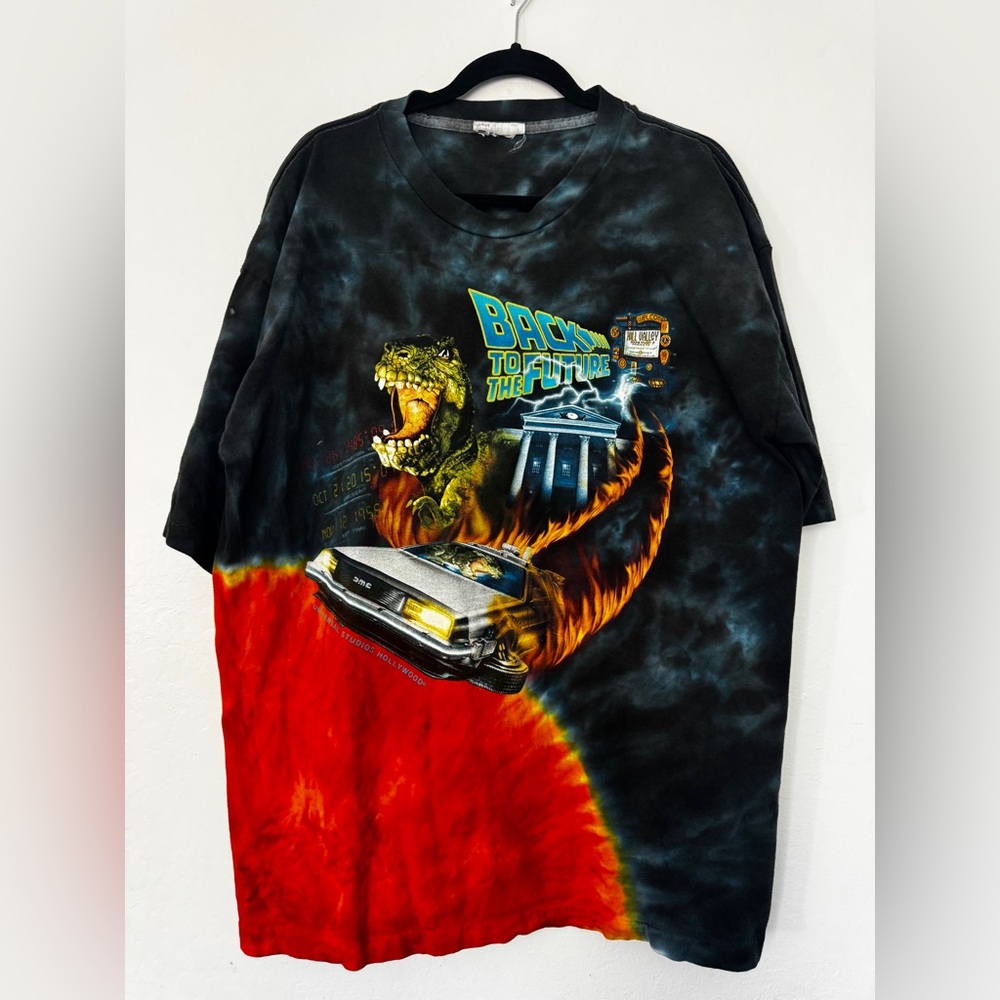Vintage 90s Back To The Future Tie Dye T Shirt Universal Studios Ride XL